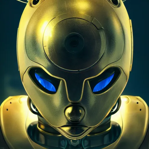 Image similar to centered detailed portrait of a robotic robot, realistic character concept, identical eyes, gazing eyes, video game art, fantasy, illustration, slender symmetrical face and body, artstation, cinematic lighting, hyperdetailed, cgsociety, 8 k, octane render, golden ratio, postprocessing