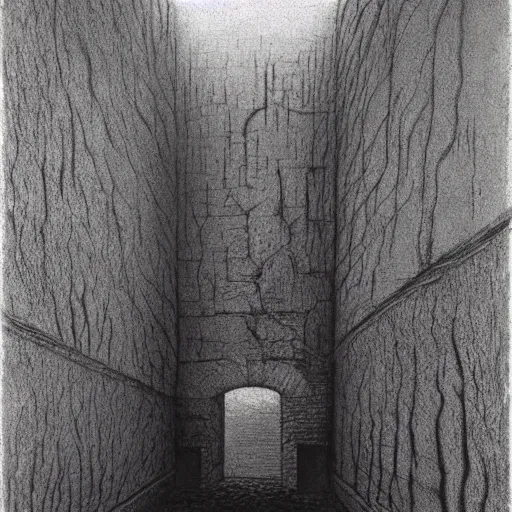 Prompt: Prison of angst. Fear. Concept art. Zdzisław Beksiński