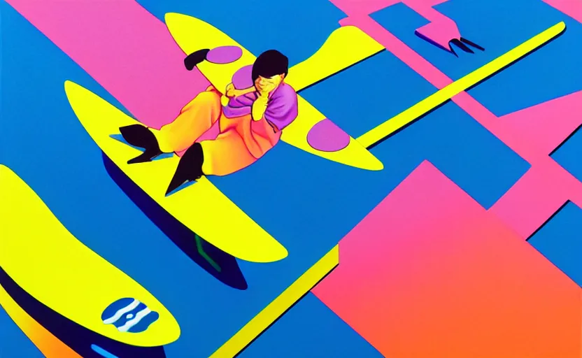 Image similar to flying skate boards by shusei nagaoka, kaws, david rudnick, airbrush on canvas, pastell colours, cell shaded!!!, 8 k