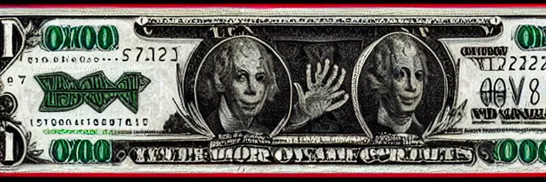 Image similar to lovecraftian dollar bill.