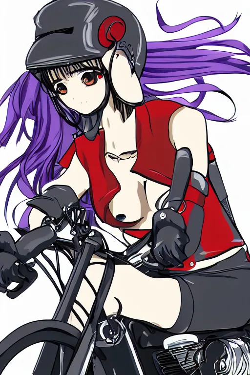Prompt: anime style girl riding a motorcycle