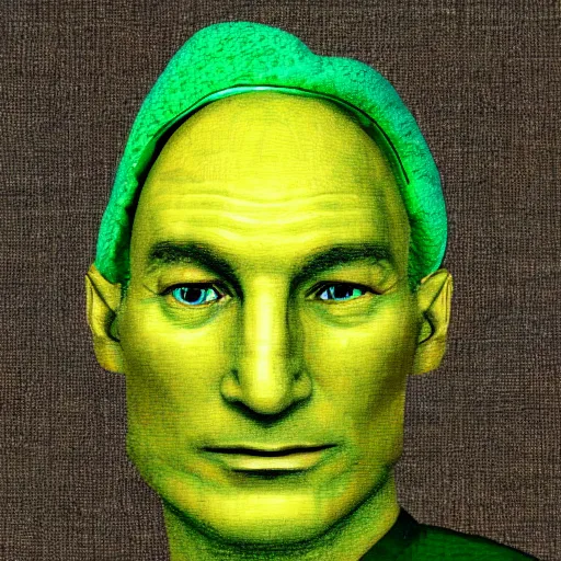Image similar to portrait of a green jean - luc picard, avocado texture, avocado hat