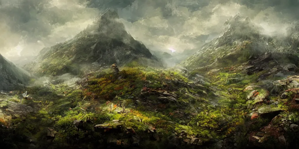 Prompt: appalachian mountain landscape, concept art by andreas franke