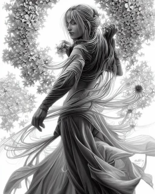 Prompt: a painting of a beautiful 🌸🌼💮, an ultrafine detailed painting, by mark brooks, centered full body, featured on deviantart, fantasy art, detailed painting, deviantart, anime