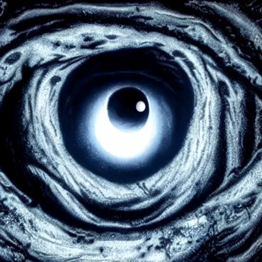 Image similar to Giant eye in the deep ocean abyss, dark, scary, realistic, detailed