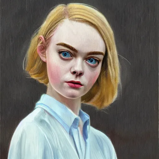 Prompt: professional painting of Elle Fanning in the style Agnes Lawrence Pelton, head and shoulders portrait, symmetrical facial features, smooth, sharp focus, illustration, intricate, stormy weather, extremely detailed masterpiece,