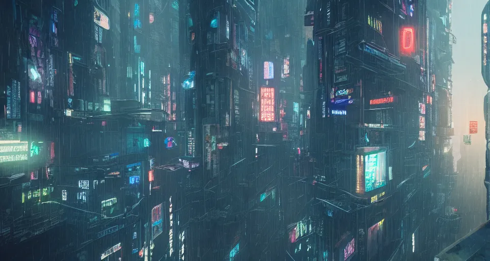 Prompt: woman standing on a rooftop in a cyberpunk city, blade runner, nighttime, rain, intricate artwork by tooth wu and wlop and beeple, octane render, hyper realism, 8 k