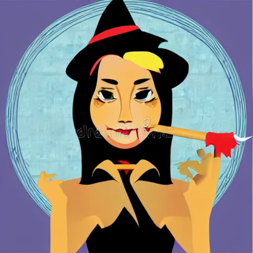 Image similar to witch smoking vector illustration, vinyl plotting art