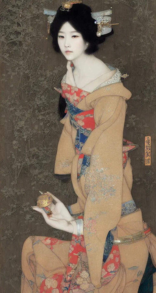 Image similar to a beautiful Japanese princess by Edgar Maxence and Ross Tran