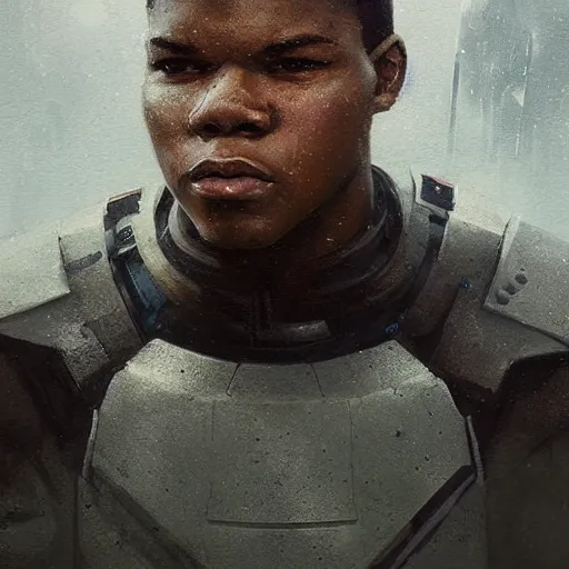 Prompt: portrait of a man by greg rutkowski, he looks like john boyega, star wars expanded universe, he is about 2 5 years old, wearing the tactical gear of the galactic alliance, digital painting, artstation, concept art, smooth, sharp foccus ilustration, artstation hq