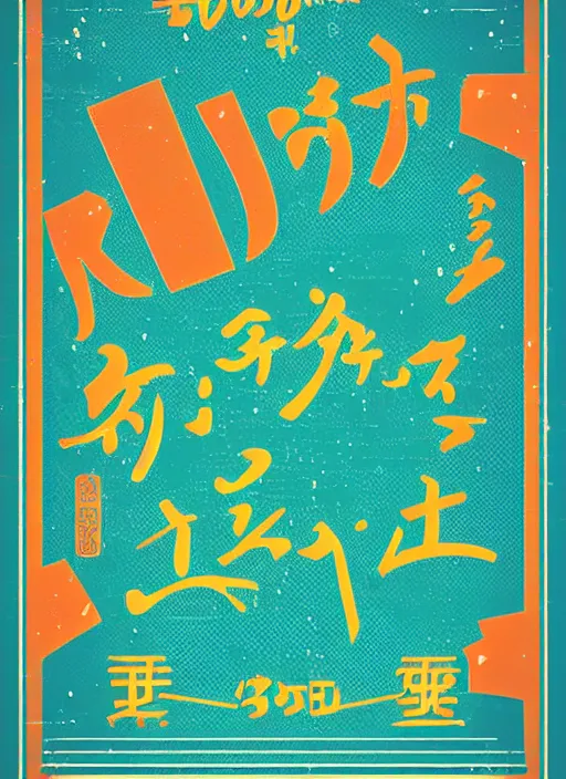 Image similar to poster design with bright and colourful vintage typographic japanese katakana, layout design, illustrator vector graphics