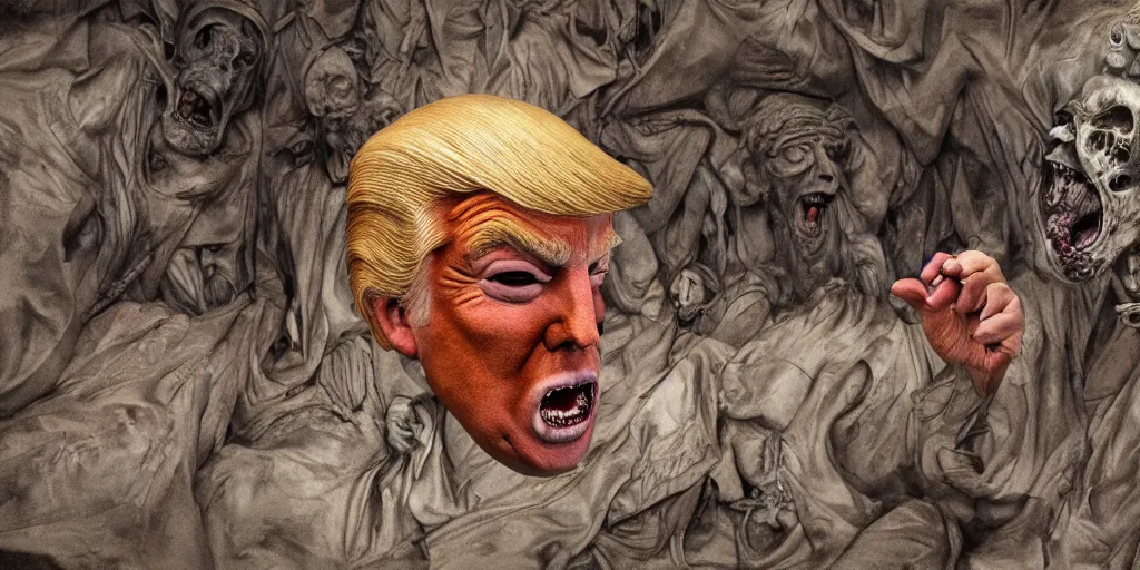 Prompt: donald trump rotting in hell, figurative, holy - n 4