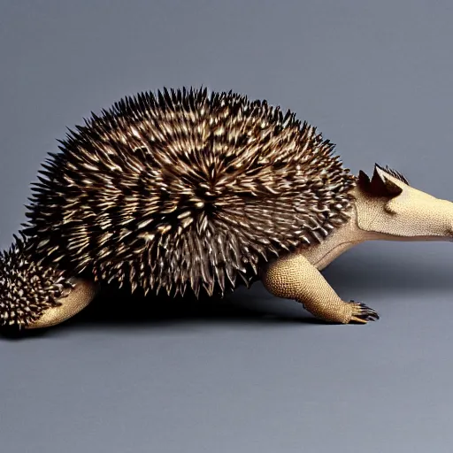 Prompt: a hybrid with features of an armadillo and a hedgehog