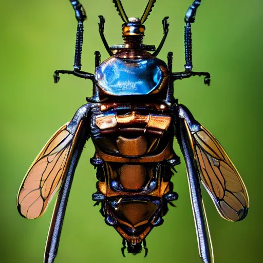 Prompt: Picture of a mechanical steampunk cicada, top view, ultrarealistic, 8k, photography, DSLR