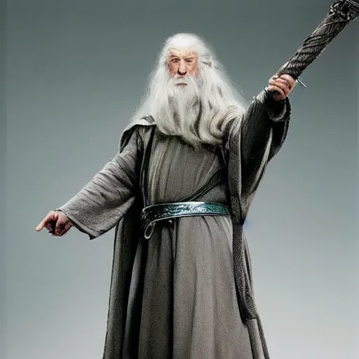 Image similar to a still from “ lord of the rings ” of a head and shoulders portrait of fei lung dressed like gandalf, photo by phil noto