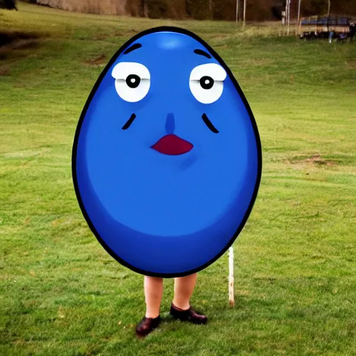 Image similar to a giant blueberry with the face of chris christie