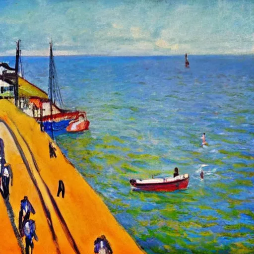 Prompt: a fauvist painting of the danish seaside