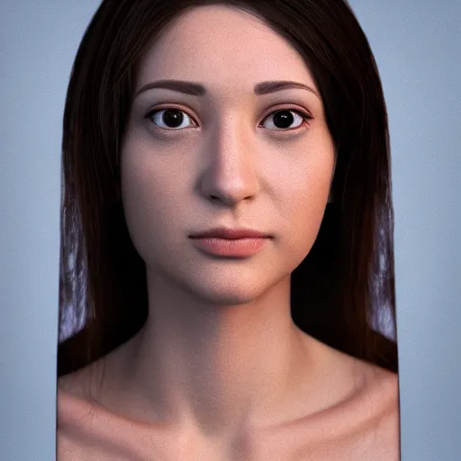 Image similar to young woman face with 8 inch long nose octane render