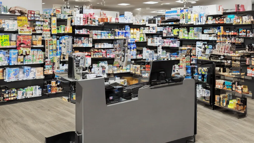 Image similar to cashpunk uninsurable convenience store robo - cashier