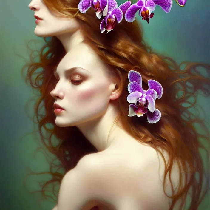 Image similar to animal made of orchid, diffuse lighting, fantasy, intricate, elegant, highly detailed, lifelike, photorealistic, digital painting, artstation, illustration, concept art, smooth, sharp focus, art by John Collier and Albert Aublet and Krenz Cushart and Artem Demura and Alphonse Mucha