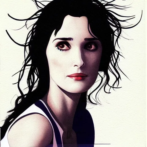 Prompt: “ winona ryder retro minimalist portrait by jean giraud, moebius starwatcher comic, sharp, smooth face, 8 k ”