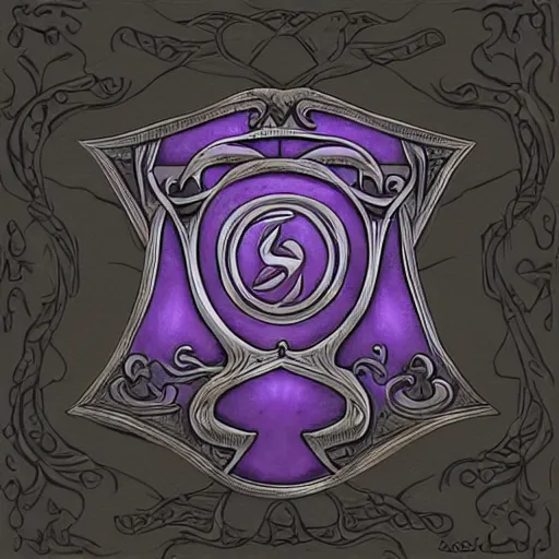 Prompt: silver signet of a fantasy empire, simple tentalces engraved onto the signet, purple, style of rossdraws, digital painting