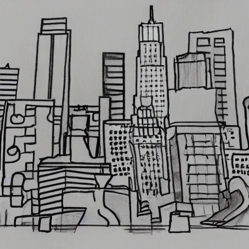 Prompt: toddler drawing of New York