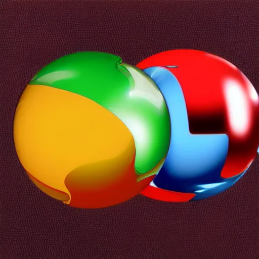 Prompt: chrome spheres on a red cube, deluxe paint iv