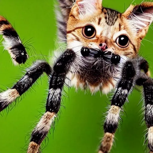 Prompt: an spider + cat + hybrid, animal photography