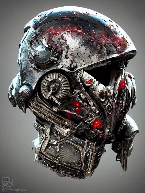 Image similar to portrait art of 8k ultra realistic undead vampire space marine , intricate high tech helmet , detailed intricate ornate space suit,decaying, cybernetic, full of colour, cinematic lighting, battered, trending on artstation, 4k, hyperrealistic, focused, extreme details,unreal engine 5, cinematic, masterpiece, art by ayami kojima, giger