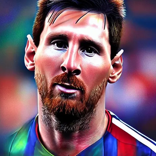 Image similar to messi, realistic painting, 3 d, very detailed, ultra realistic, cinematic