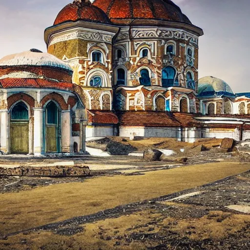 Image similar to photo fantastic ancient Russian city of Kitezh, ancient Russian architecture, terem, concept art, photo of Breeze Kaze,