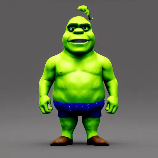 Prompt: 3D render vinyl Funko Pop Shrek figures with clown makeup, realism, 8K, RTX