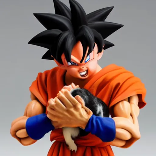 Image similar to figure of goku crying with a dog