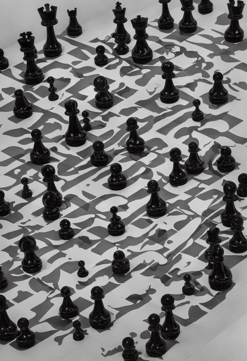 Image similar to A chessboard connected to a machine in a vast white room, Marcel Duchamp, Irving Penn, cyberpunk, 1919