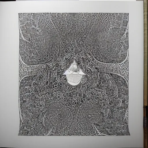 Image similar to Geometrically surreal hole, extremely high detail, photorealistic, intricate line drawings, dotart, album art in the style of James Jean