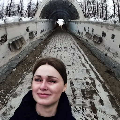 Prompt: last selfie from ukraine after nuclear - war