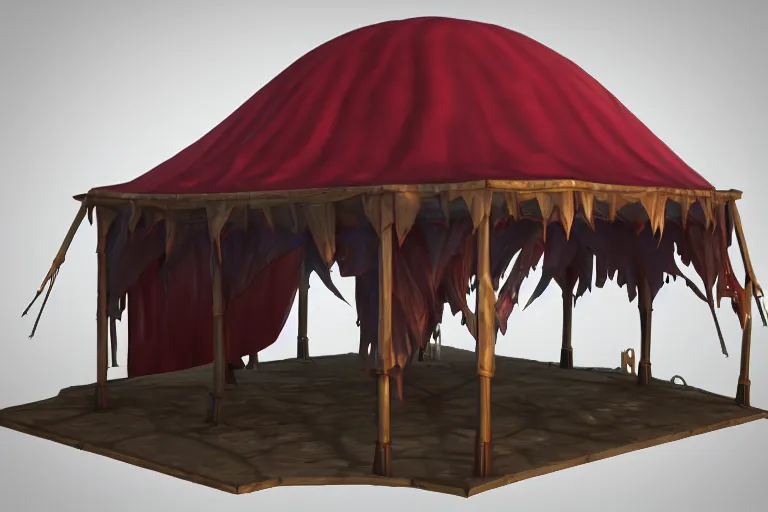 Image similar to 3d sculpt of a huge dark fantasy gothic circus tent, artstaton, League of Legends, red dead redemption2, overwatch, digital illustration