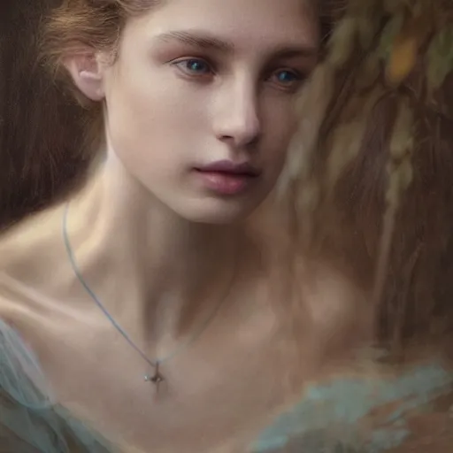 Image similar to photo portrait of a beautiful emotional female in soft light, zeiss lens, detailed, symmetrical, centered, by edward robert hughes, annie leibovitz and steve mccurry, david lazar, jimmy nelsson, greg rutkowski and alphonse mucha, breathtaking, 8 k resolution, extremely detailed, beautiful, establishing shot, artistic, hyperrealistic, beautiful face, octane render