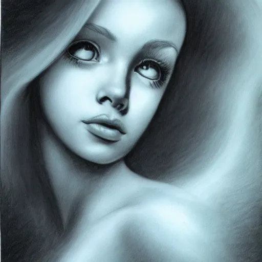 Image similar to beautiful pencil drawing of little mermaid portrait from disney by alex ross