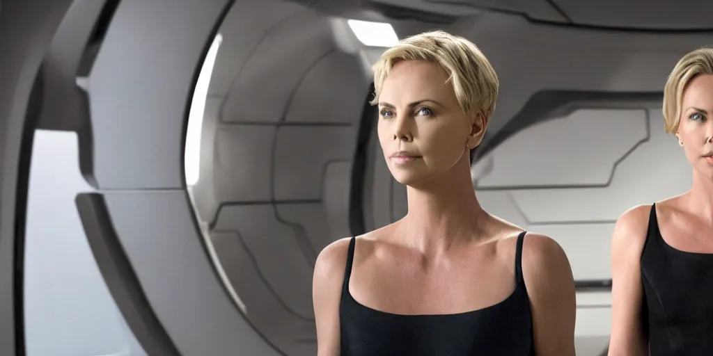 Image similar to Charlize Theron is the captain of the starship Enterprise in the new Star Trek movie