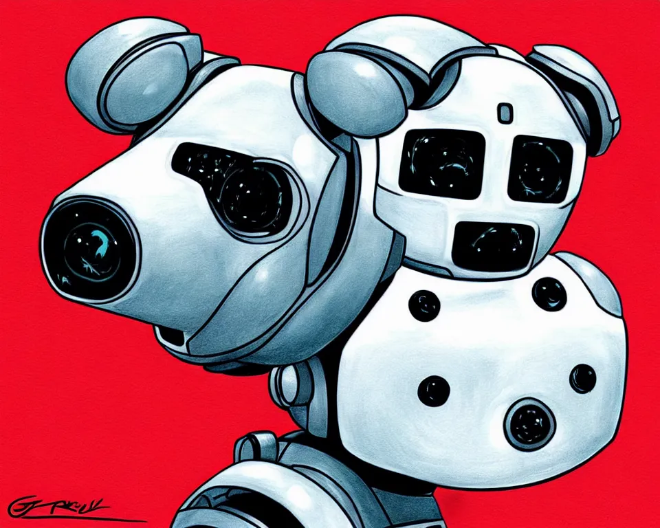 Image similar to a ( ( ( ( ( ( ( cute robot puppy cyborg ) ) ) ) ) ) ) illustration by greg rutowski!!!!!!!!!!!!!!!