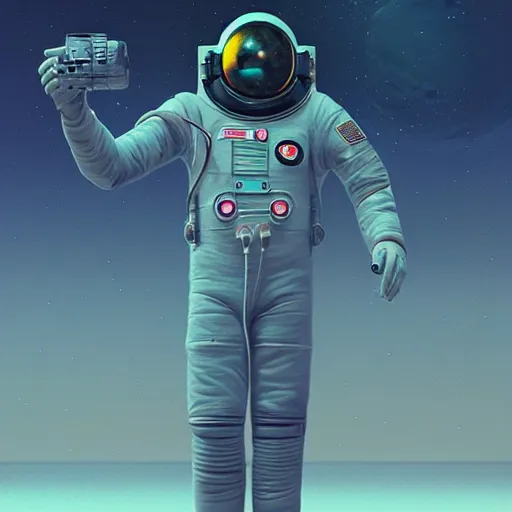 Prompt: cyborg cosmonaut by Beeple