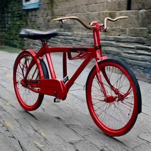 Prompt: bicycle made of spaghetti, high quality, photo