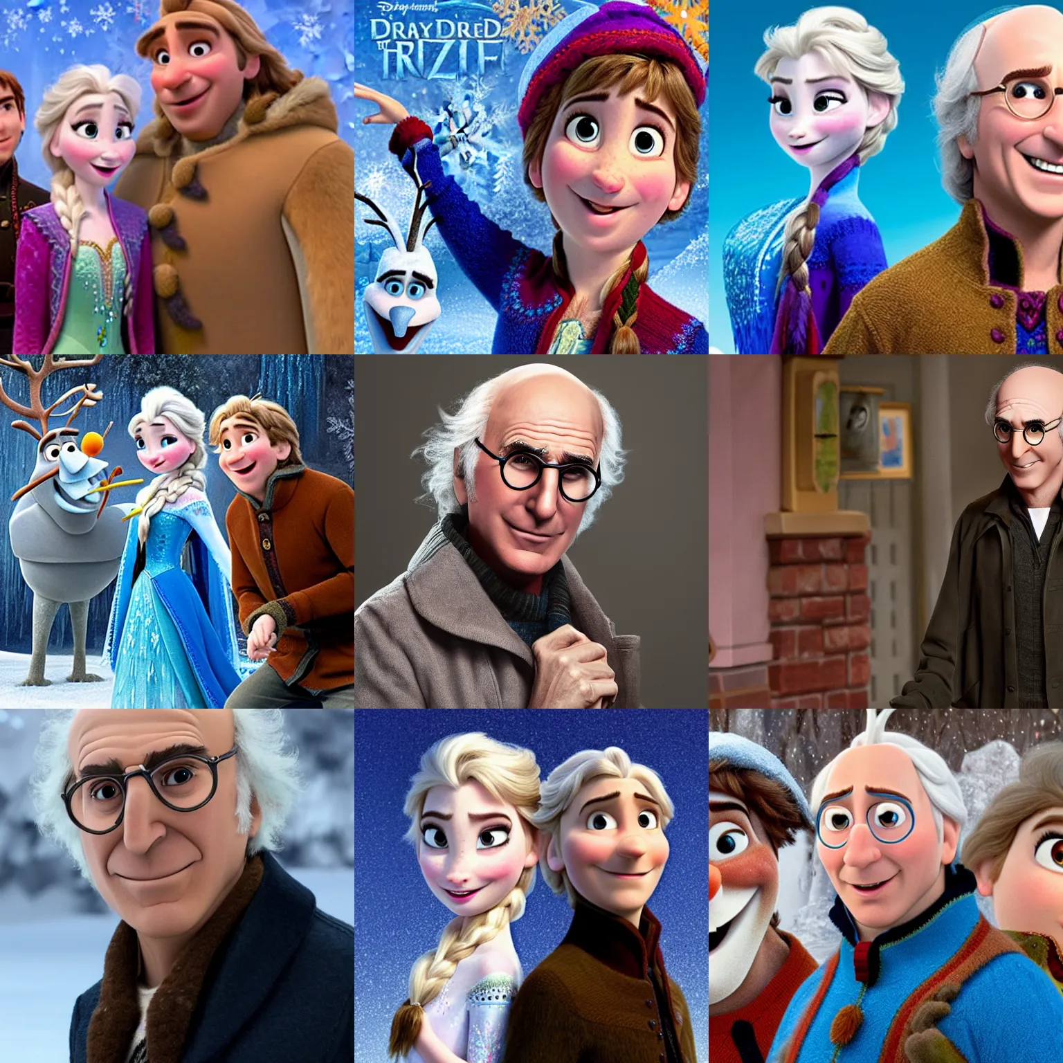 Prompt: Larry David as a character in Frozen