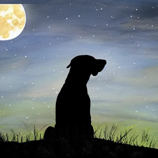 Prompt: dog under the moonlight