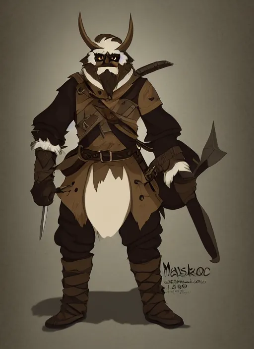 Image similar to bugbear ranger, black beard, dungeons and dragons, hunters gear, character design on white background, by makoto shinkai