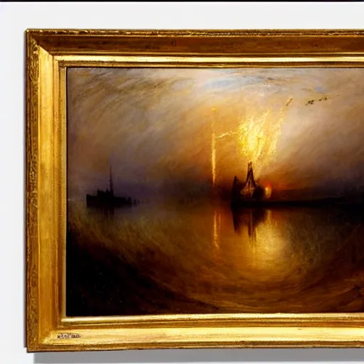 Image similar to painting by J M W Turner of a Zeppelin