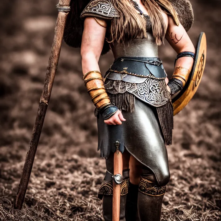 Image similar to full body photograph of a beautiful!!!! viking queen. extremely detailed. dslr. 5 0 mm.