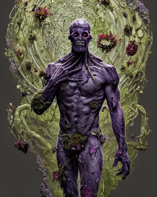 Image similar to the platonic ideal of flowers, rotting, moss, insects, pearl and praying of cletus kasady ultimate carnage thanos dementor doctor manhattan chtulu nazgul davinci, detailed, intricate, hyperrealism, intense, scary, decay, dmt, art by brock hofer and artgerm and greg rutkowski and alphonse mucha
